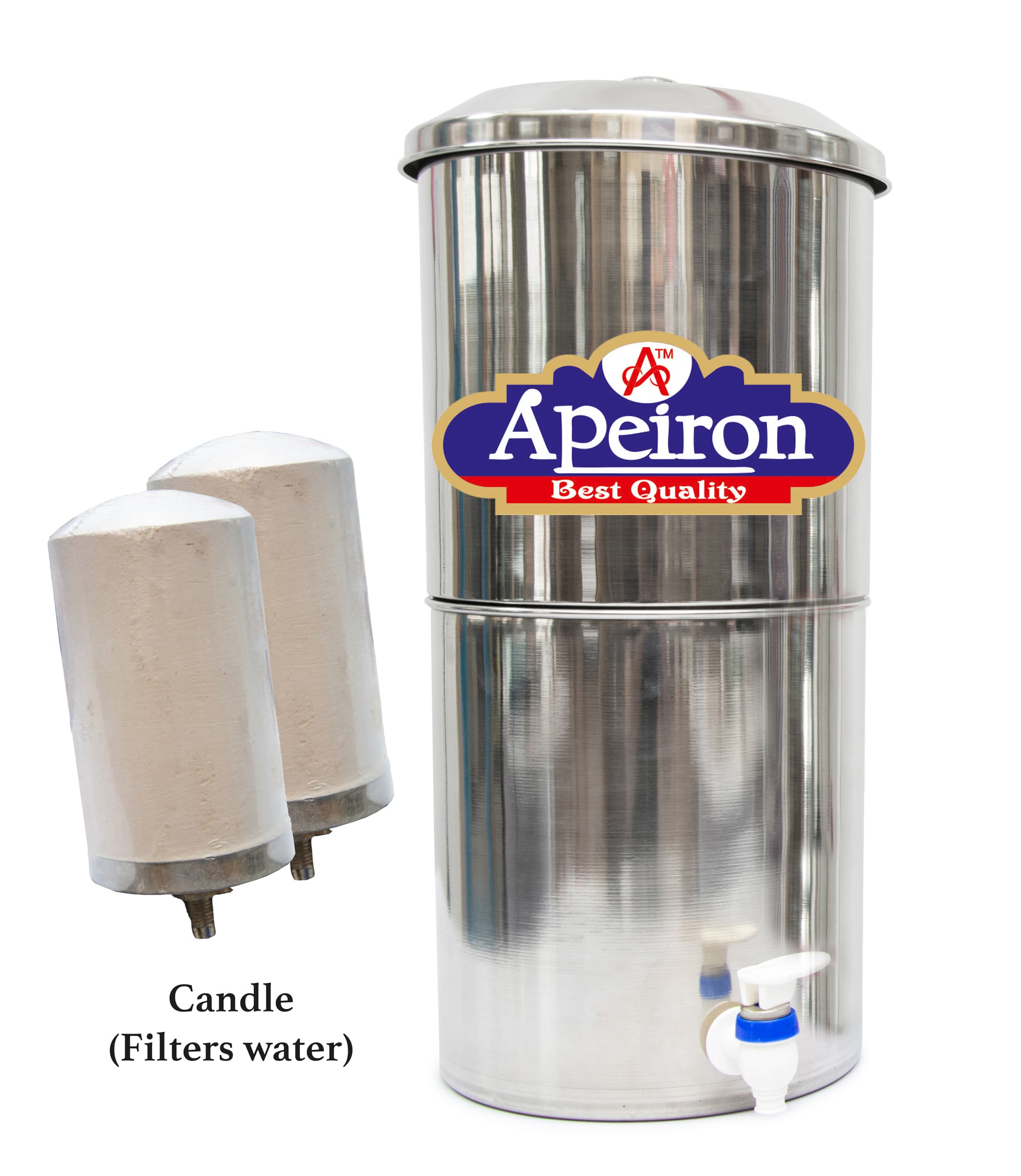 Apeiron Stainless Steel Water Filter 21LTR With 2 Candle And Tap