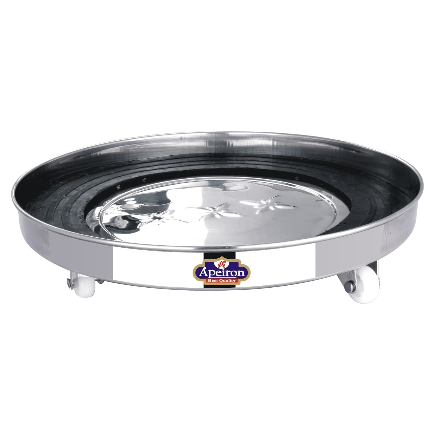 Apeiron Stainless Steel Gas Cylinder Trolley with 4 Wheels with Rubber Protection Pack Of 1
