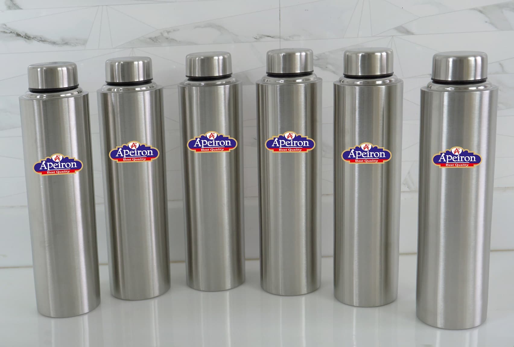 Apeiron Stainless Steel Matt Fridge Water Bottle 1000ml Pack Of 6