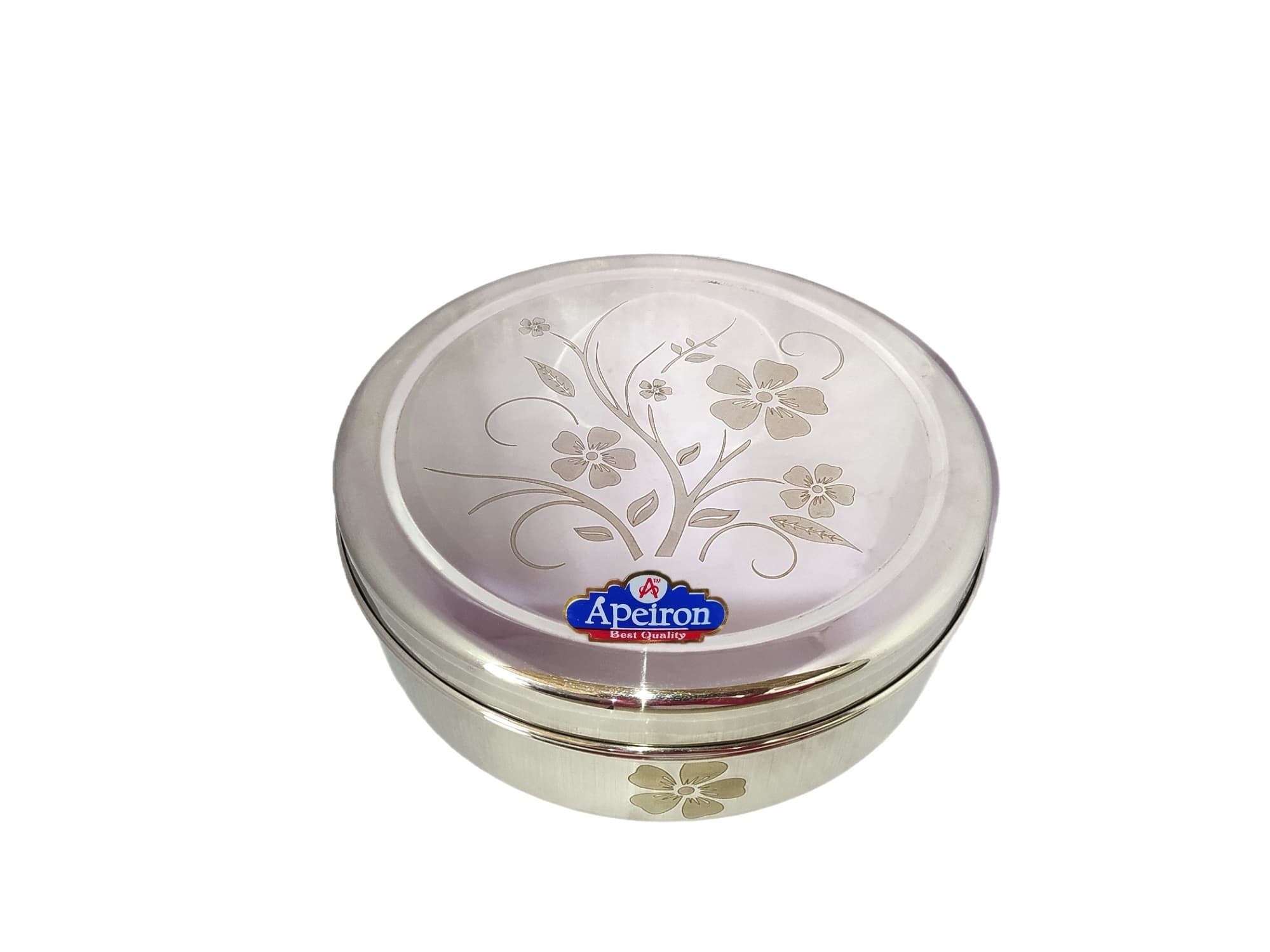 Apeiron Stainless Steel Leaser Printed Flower Design Spice Box | Masala Dabba With Steel Lid with 7 Containers and Small Spoon