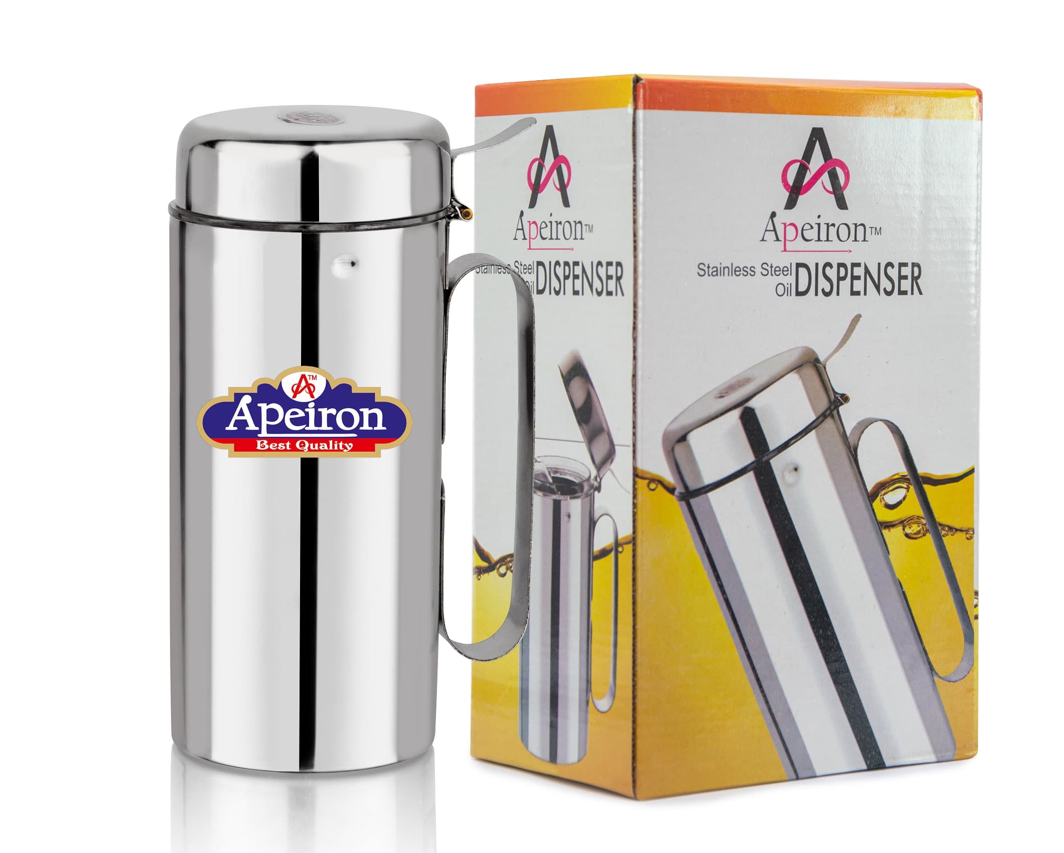 Apeiron Stainless Steel Oil Can Dispenser with Handle 1250 ML Pack Of 1