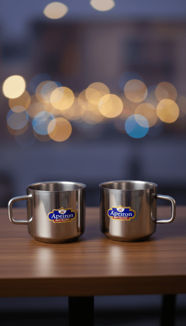 Apeiron Stainless Steel Double Wall Tea & Coffee Cup (Pack of 2) (Normal Plain)