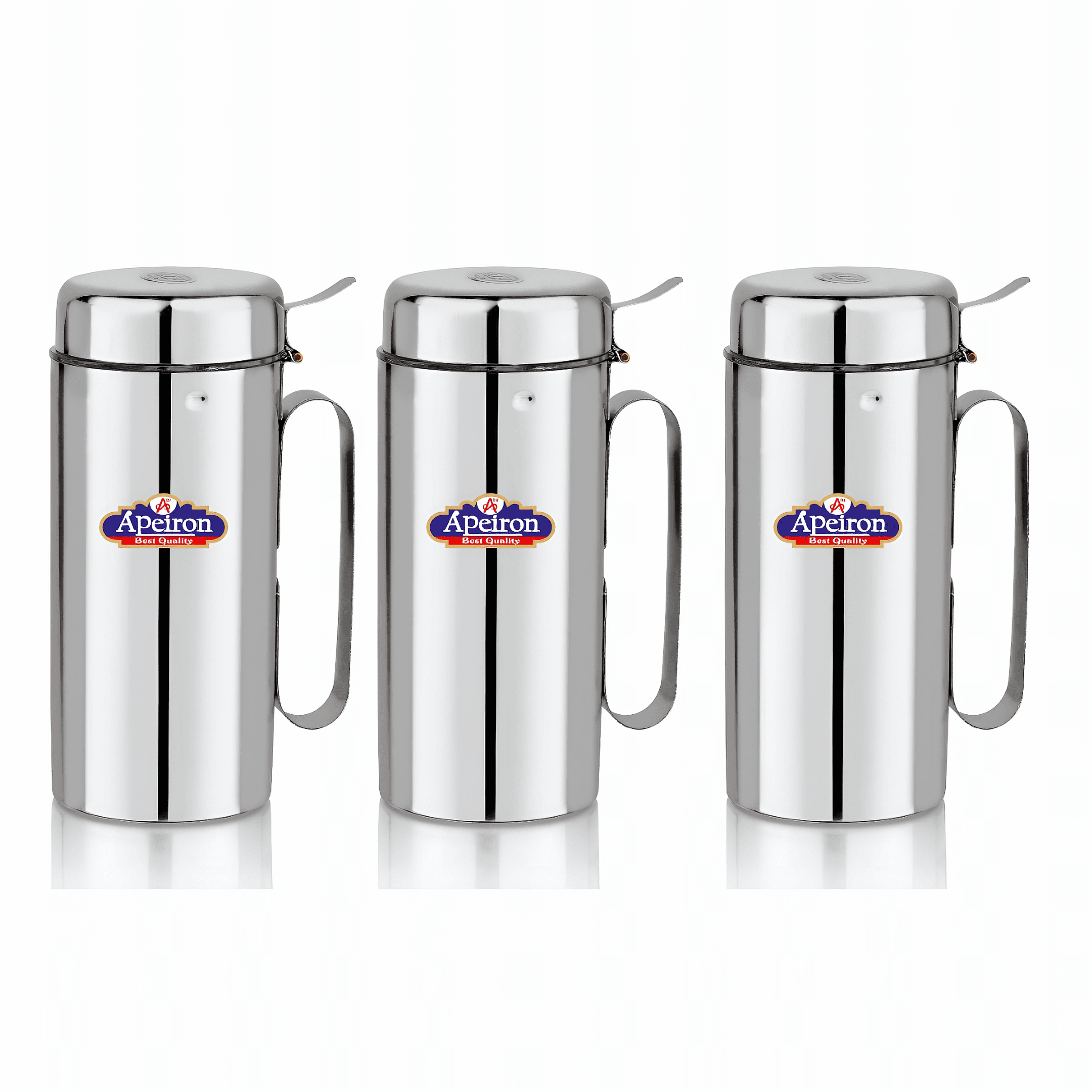 Apeiron Stainless Steel Oil Can Dispenser with Handle 1000 ML Pack Of 3