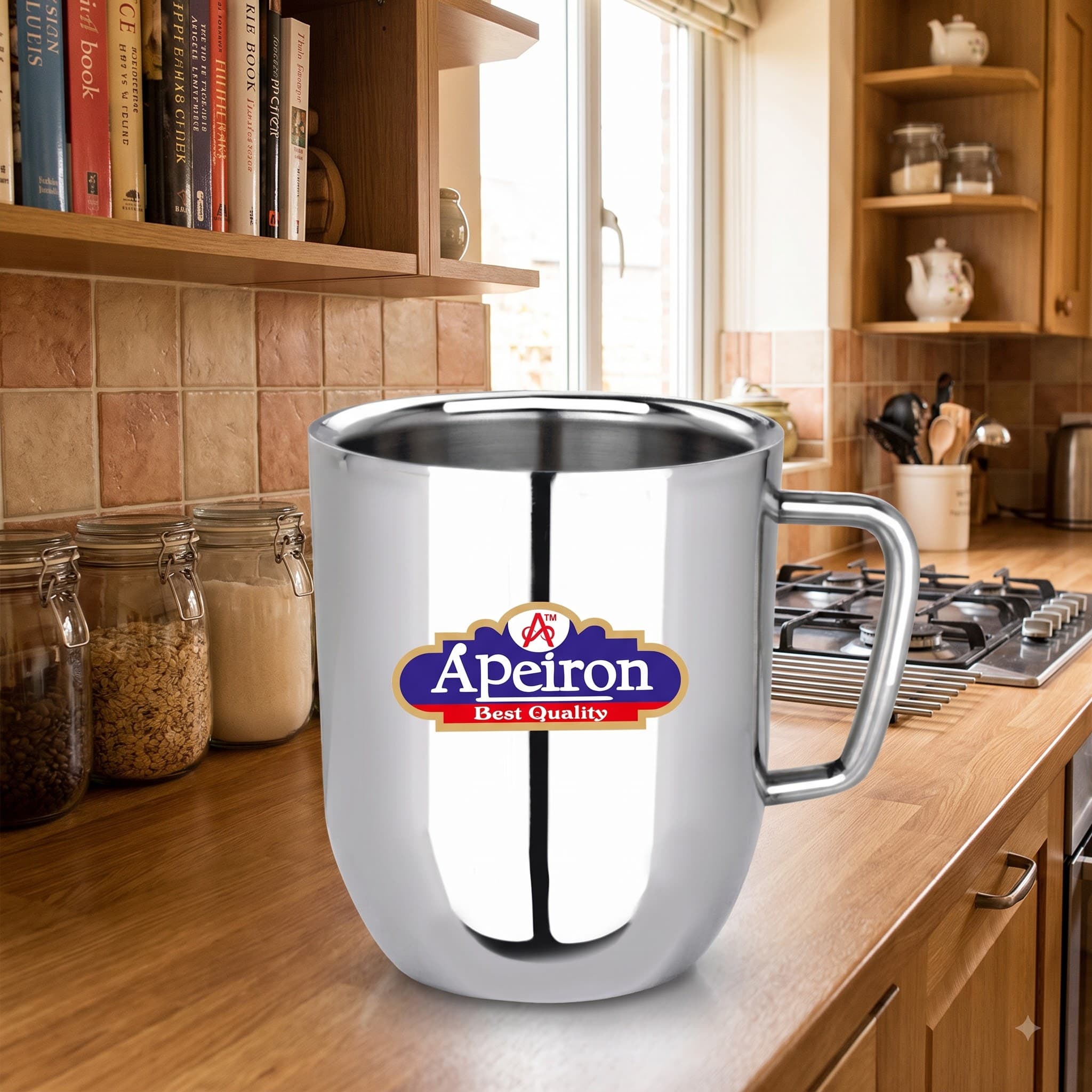 Apeiron Stainless Steel Double wall Mug Coffee & Tea Cute Mug 300ml (Set of 1)