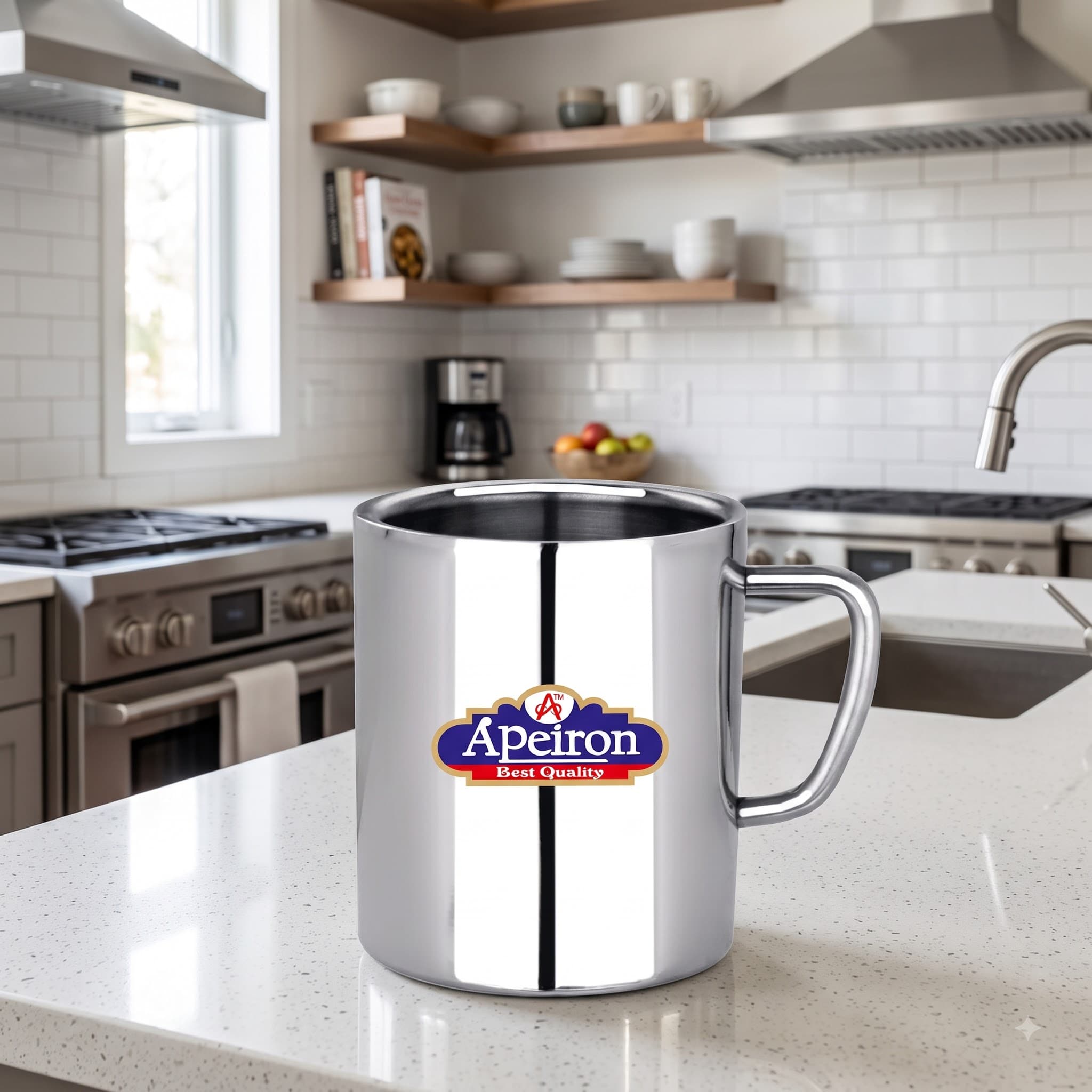 Apeiron Stainless Steel Double wall Mug Coffee & Tea Sober Mug 300ml (Set of 1)
