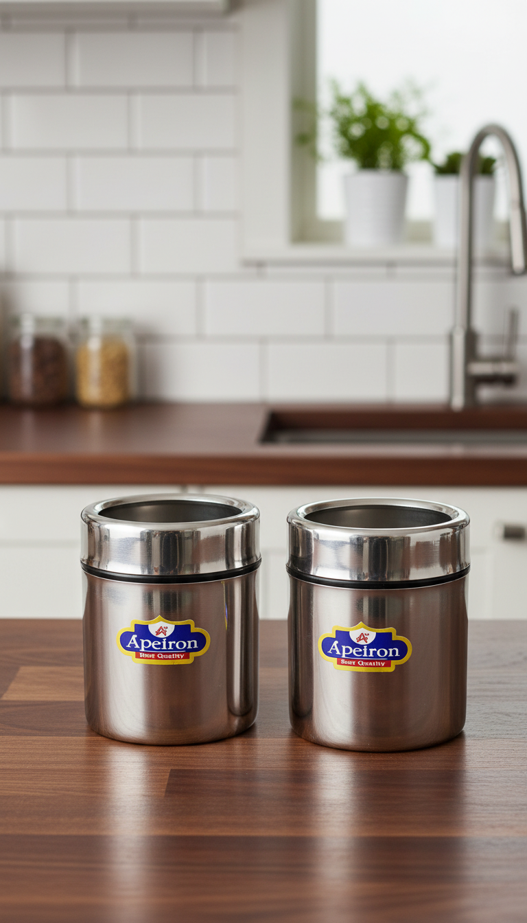 Apeiron Stainless Steel masala dabba / spice container / utility container 2 Container (180ML)