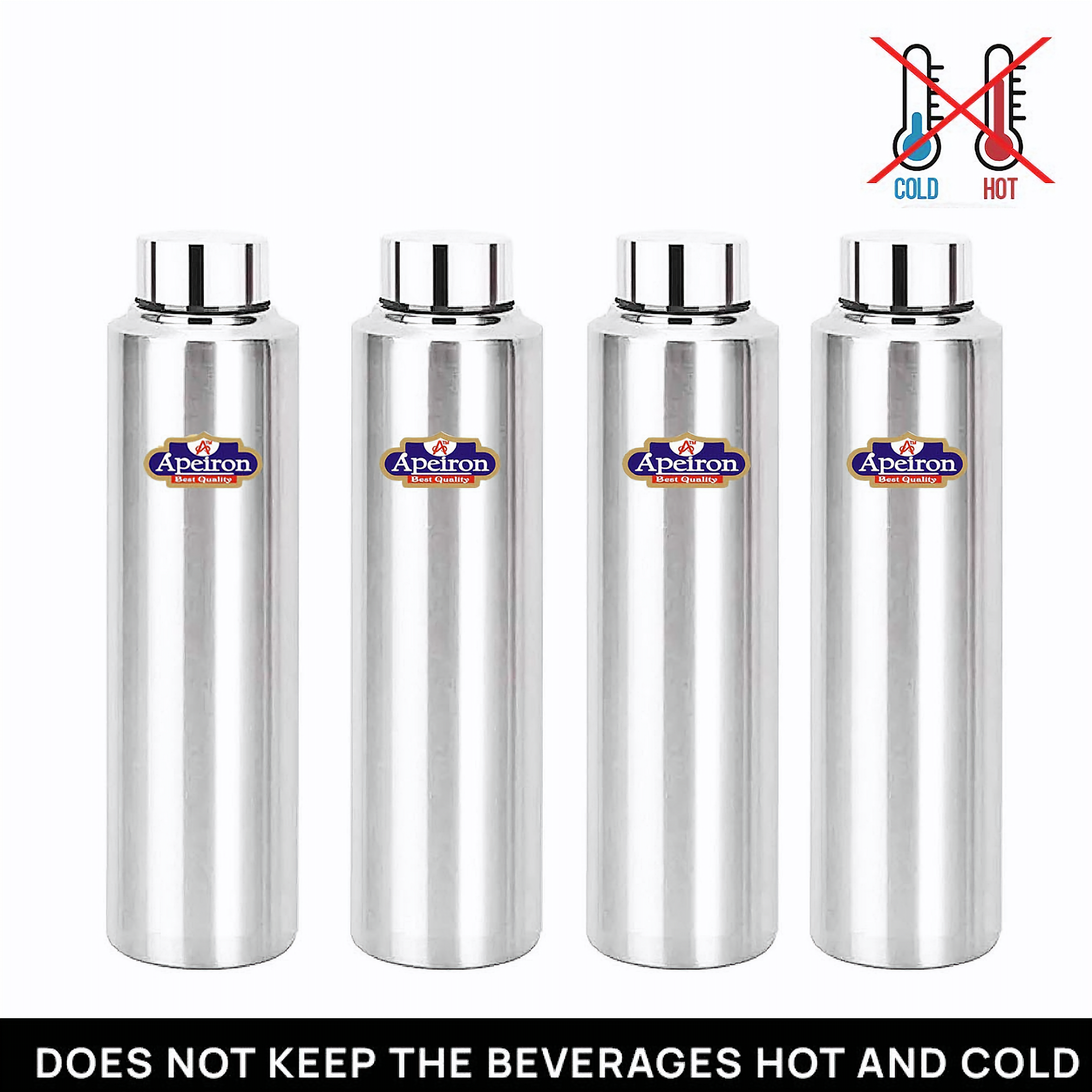 Apeiron Stainless Steel Matt Fridge Water Bottle 1000ml Pack Of 4