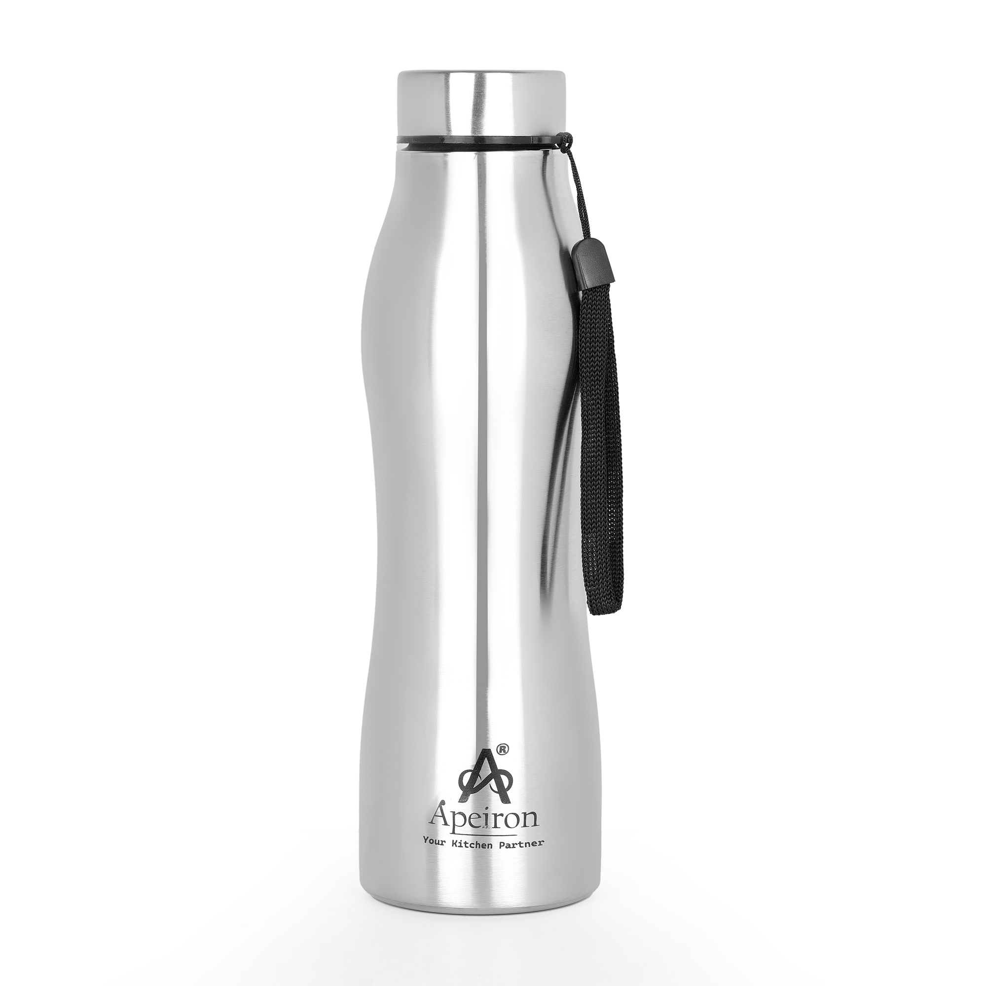 Apeiron Stainless Steel Silver Single Wall Leak Proof Curvy Design Fridge Water Bottle 1000ml Pack Of 1