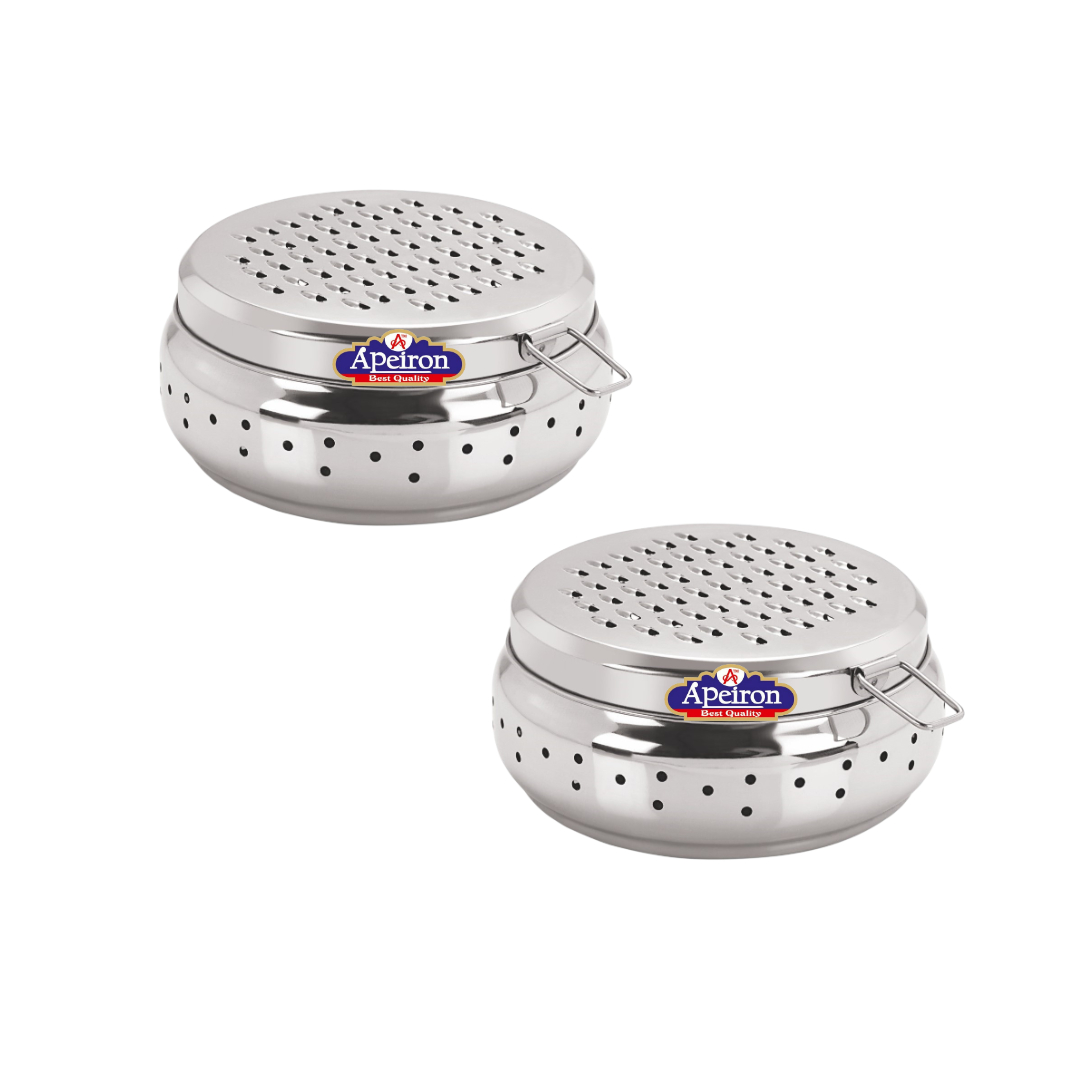 Apeiron Stainless Steel Grater With Container | Khamni Dabba Pack Of 2