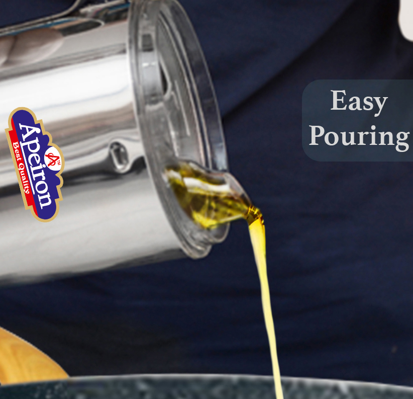 Apeiron Stainless Steel Oil Can Dispenser with Handle 1000 ML Pack Of 3 - Image 3