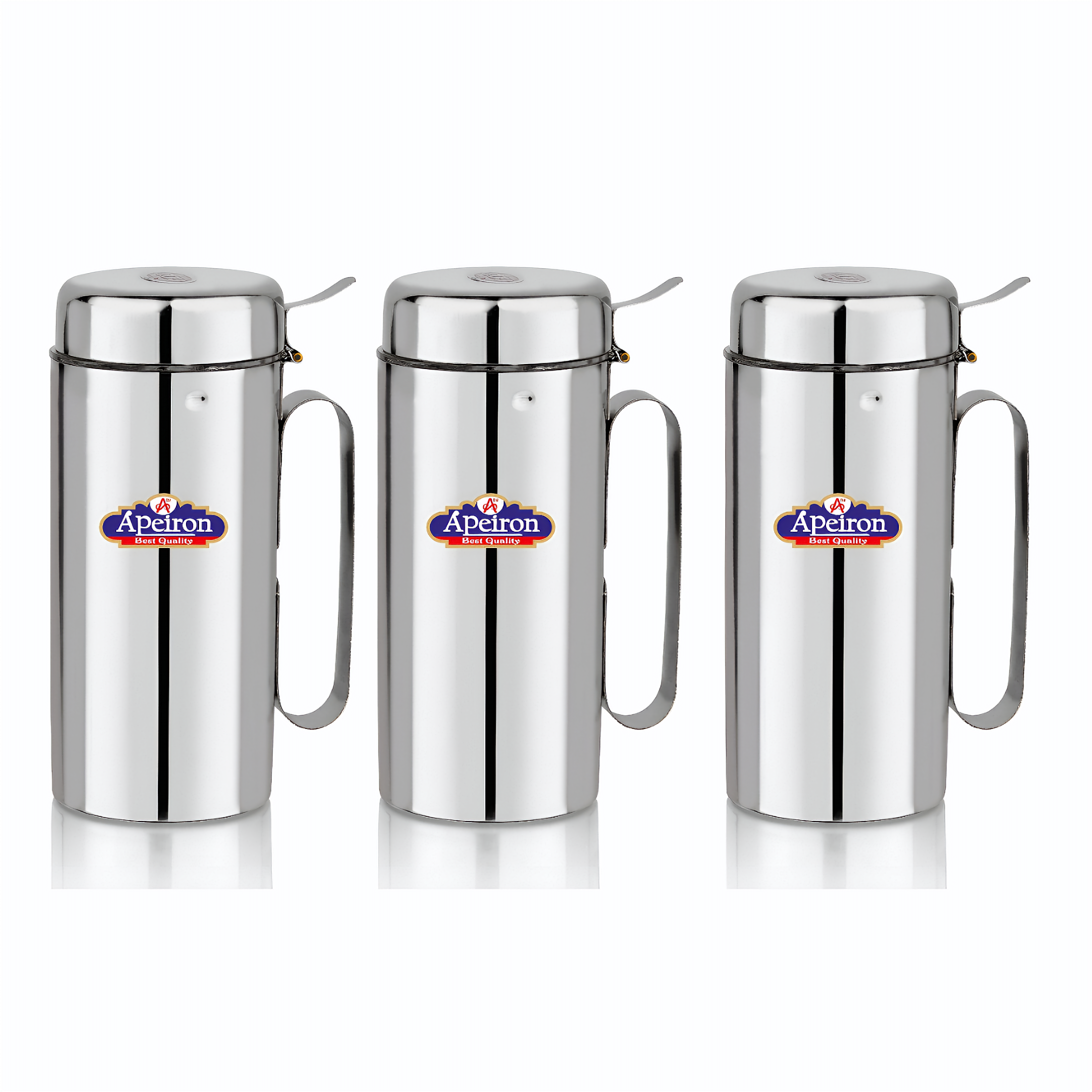 Apeiron Stainless Steel Oil Can Dispenser with Handle 1000 ML Pack Of 3