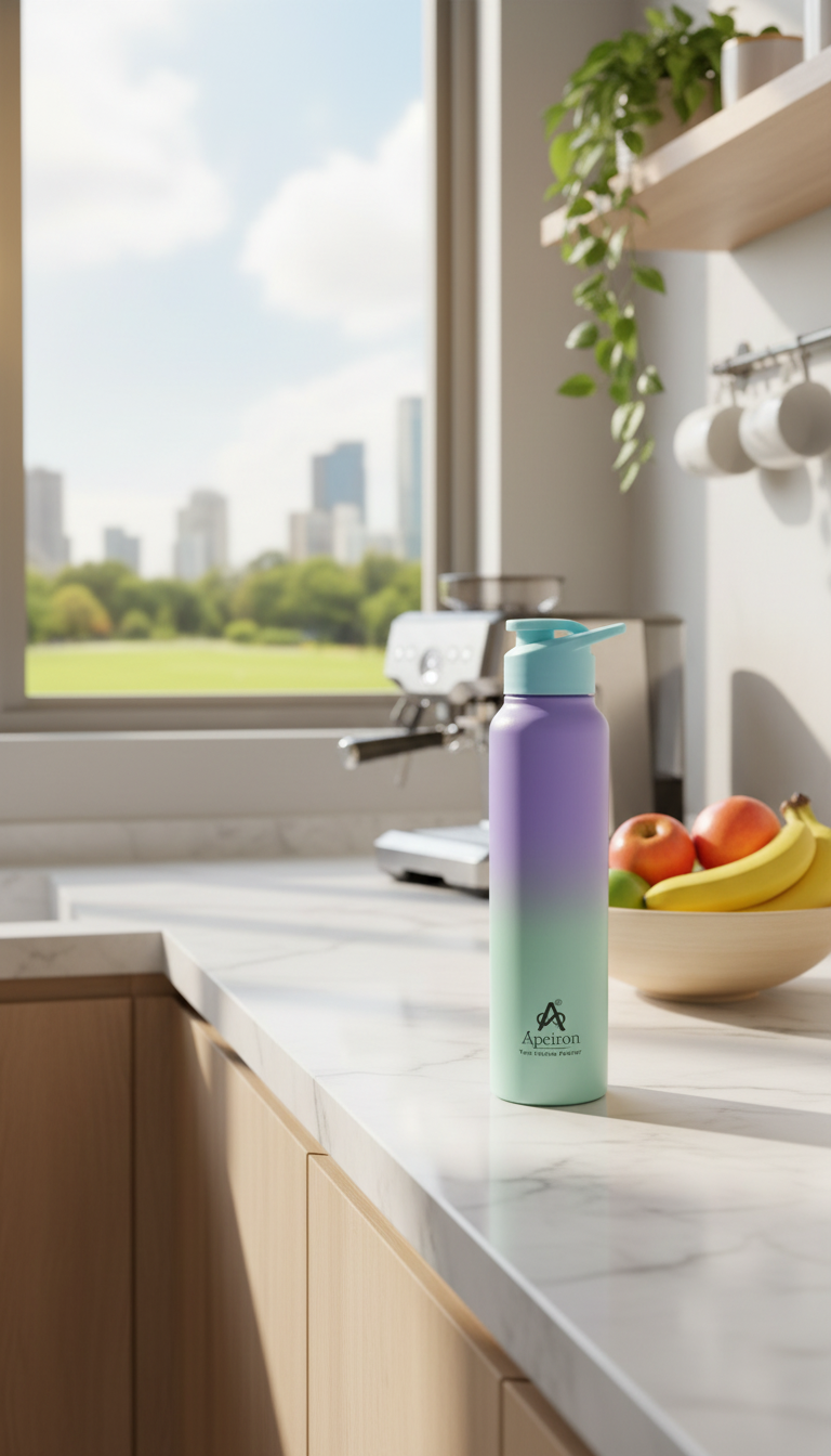 Apeiron Stainless Steel Multicolour Purple & Light Green Sipper Bottle Pack Of 1