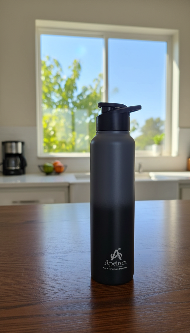 Apeiron Stainless Steel Multicolour Black & Gray Sipper Bottle Pack Of 1