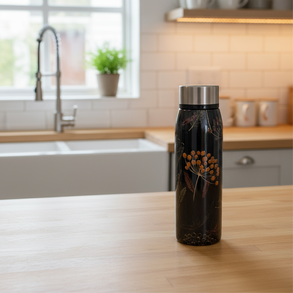 Apeiron Vaccum Flask Printed Brown Stainless Steel Leak Proof Hot & Cold Water Bottle 600ml Pack Of 1